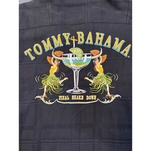 #A055 Tommy Bahama Mens Medium 100% Silk Camp Shirt Final Shake Down Embroidered